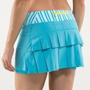 Lululemon Pace Setter Skirt Spry Blue Twin Stripe Size 8 Built-In Shorts Running